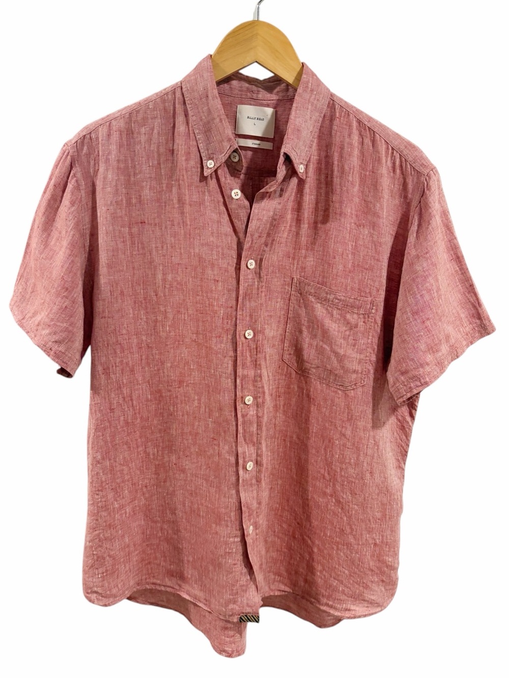 Billy Reid 100% Linen Standard Fit Shortsleeve Button Down Shirt size Large